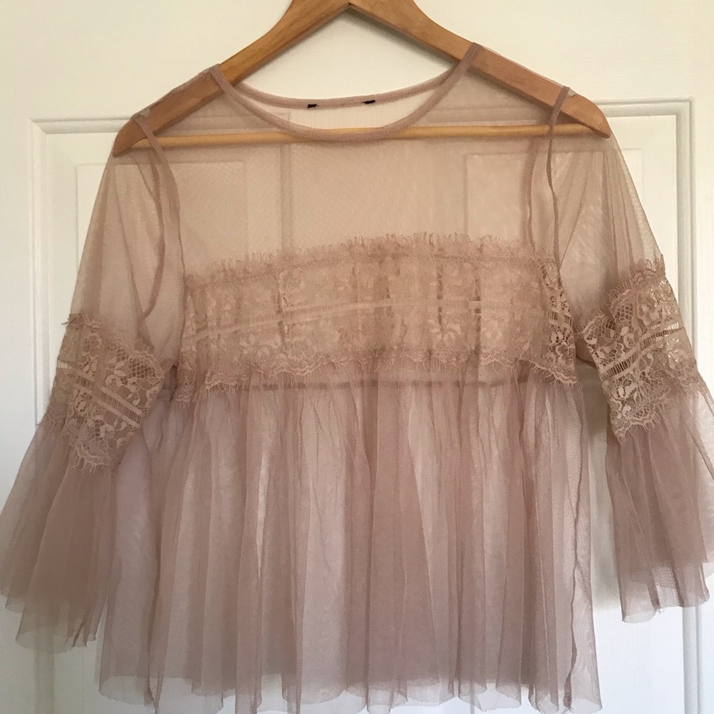 Sheer lace and mesh Shirt